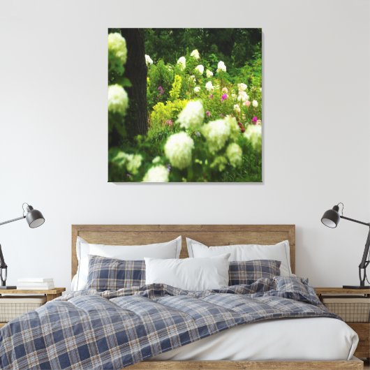 Limelight-Hydrangeas in meinem Rubio-Garten Leinwanddruck (Insitu (Schlafzimmer))