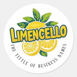 Limencello | Moderne Schwarz-Weiß-Textur Runder Aufkleber