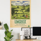 Limerick Irland, Retro Irish Travel Advert Poster (Heimbüro)