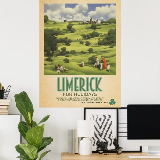 Limerick Irland, Retro Irish Travel Advert Poster (Heimbüro)