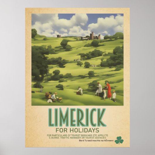Limerick Irland, Retro Irish Travel Advert Poster (Vorne)