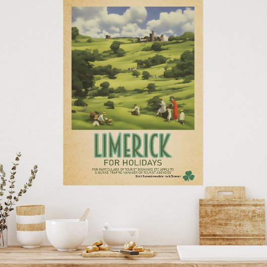 Limerick Irland, Retro Irish Travel Advert Poster (Küche)