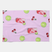 Limes Cherries Cocktails Rosa Geschirrtuch (Horizontal)