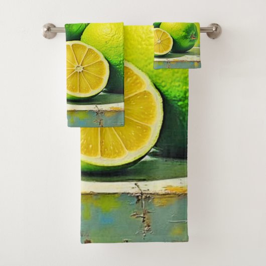Limes helles Summer Pop Design Badhandtuch Set (Insitu)