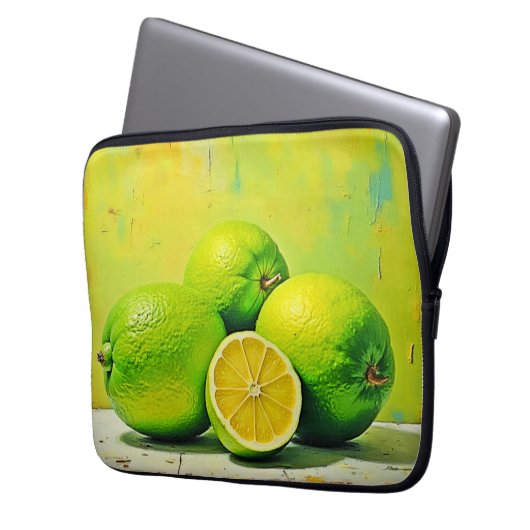 Limes helles Summer Pop Design Laptopschutzhülle (Vorderseite Links)