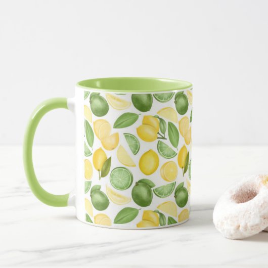 Limes Limes Blätter Muster Green Coffee Tasse (Mit Donut)