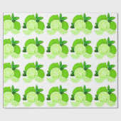 Limes | Limone Scheiben | Sonniges Zitrusmuster Geschenkpapier (Flach)