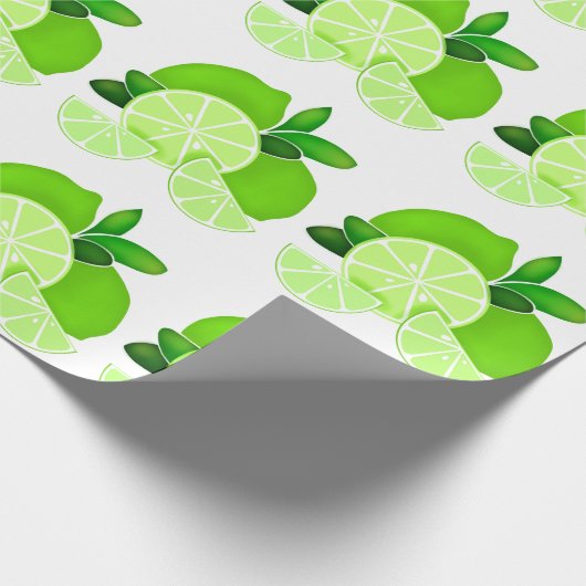 Limes | Limone Scheiben | Sonniges Zitrusmuster Geschenkpapier (Ecke)
