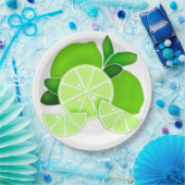Limes | Limone Scheiben | Sonniges Zitrusmuster Pappteller (Party)