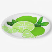 Limes | Limone Scheiben | Sonniges Zitrusmuster Pappteller (Schrägansicht)