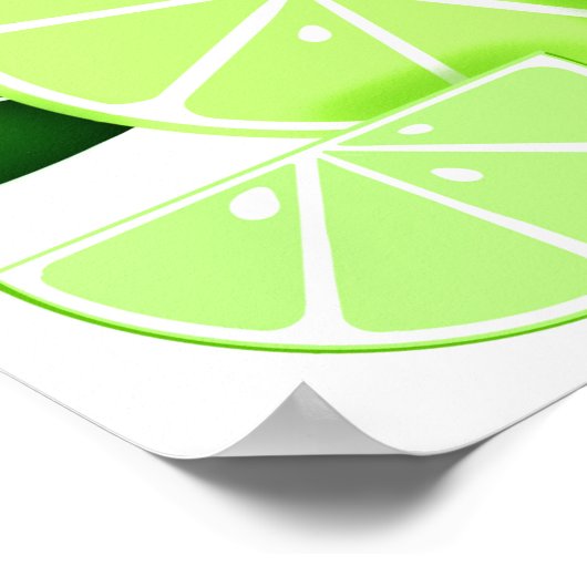 Limes | Limone Scheiben | Sonniges Zitrusmuster Poster (Ecke)