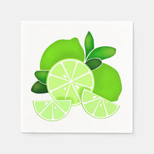 Limes   Limone Scheiben   Sonniges Zitrusmuster Serviette