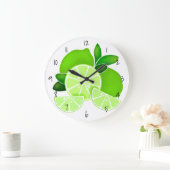 Limes| Limone Scheiben | Zitrusfrüchte Große Wanduhr (Zuhause)