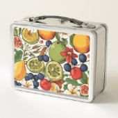 Limes, Zitronen und Blume aus dem Mittelmeerraum. Metall Brotdose (Rückseite)