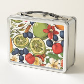 Limes, Zitronen und Blume aus dem Mittelmeerraum. Metall Brotdose (Rückseite)