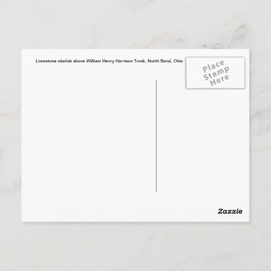 Limestone obelisk, William Henry Harrison Tomb Postkarte (Rückseite)