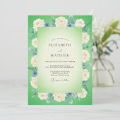 Limette Azure Blütenhochzeit Einladung (Stehend Vorderseite)