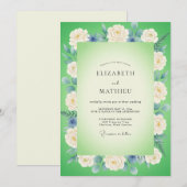 Limette Azure Blütenhochzeit Einladung (Vorne/Hinten)