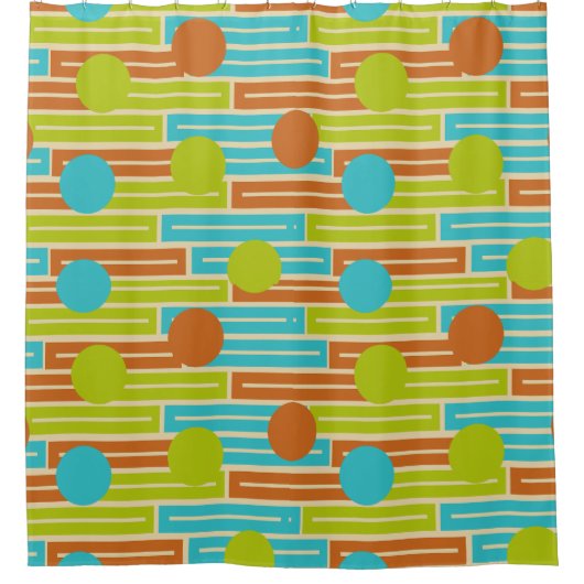 Limette grün, Zimtbraun, türkisfarbene Rechtecke Duschvorhang (Vorderseite)