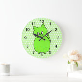 Limette Grüne Katze. Große Wanduhr (Zuhause)