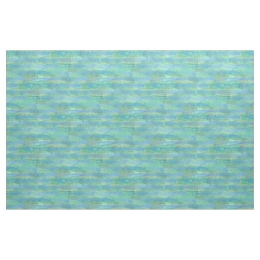 Limette Grünes Aqua Türkis Blaues Wasserfarbmuster Stoff (Fat Quarter (45,7 x 55,9 cm))