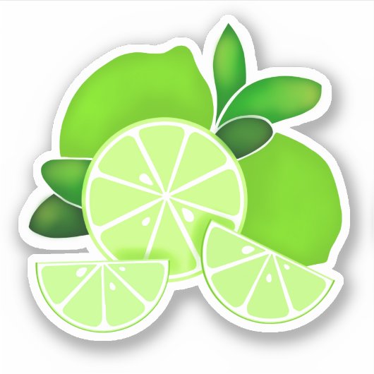 Limette | Limone Scheiben | Sonniges Zitrusmuster Aufkleber (Vorderseite)
