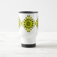 Limette Olive Daisy Flower, Muster Streifen - Tass