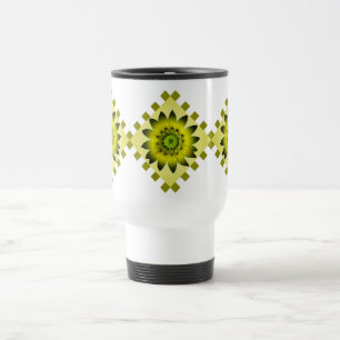 Limette Olive Daisy Flower, Muster Streifen - Tass Reisebecher