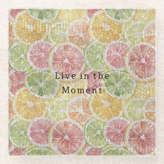 Limette Zitrone Orange Grapefruit Frucht Funkeln  Glasuntersetzer (Vorderseite)