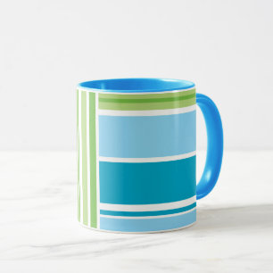 Limetten Grün Blau Streifen Retro Muster Tasse