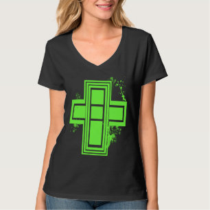 Limetten-Grün Graffiti-Kreuz-T-Shirt T-Shirt