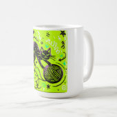 Limetten-Grün-Katzen-Garn Kaffeetasse (VorderseiteRechts)
