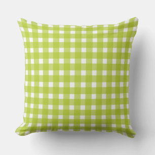 Limetten-Grün-Weiß-Karo Gingham-Karo Kissen