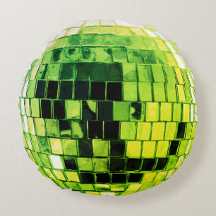 Limetten-grüne Disco-Kugel Rundes Kissen