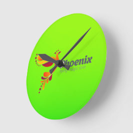 Limetten-grüne ovale Uhr mit stilisiertem Phönix 