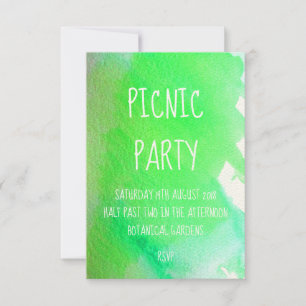 Limetten-grüne Wasserfarbe moderne Picknick-Party Einladung