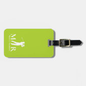 Limetten-grüner Golfspieler mit Monogramm Gepäckanhänger (Vorderseite horizontal)
