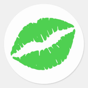 Limetten-grüner Lippenstiftabdruck Runder Aufkleber