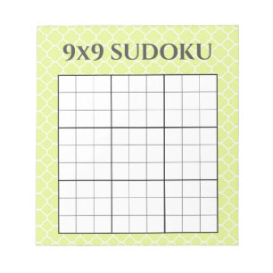Limetten-grünes geometrisches 9x9-Sudoku-Raster-Vo Notizblock