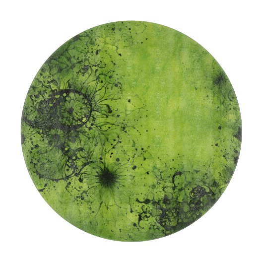 Limetten-Grünes Grunge mit schwarzen Akzenten Schneidebrett (Vorderseite)