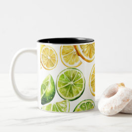 Limetten-Scheiben-Tasse: Zitrus-Küchendekor mit Pe Zweifarbige Tasse