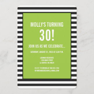 Limettengrün auf Schwarz-Weiß-Party Einladung