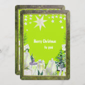 Limettengrün neoner Winterurlaub Grußkarte (Vorne/Hinten)