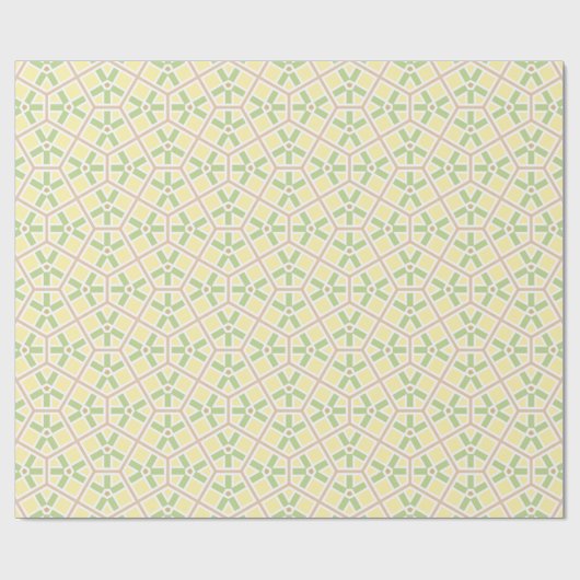 Limettengrün und Cream Geometric Geschenkpapier (Flach)