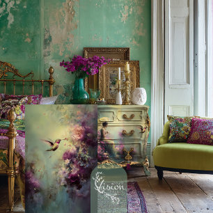 Limettengrüne Flüstern Kolibri Ätherisch Floral Seidenpapier