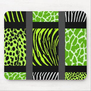 Limettengrüne Mischtierdrucke Mousepad