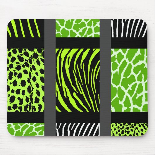 Limettengrüne Mischtierdrucke Mousepad (Vorne)