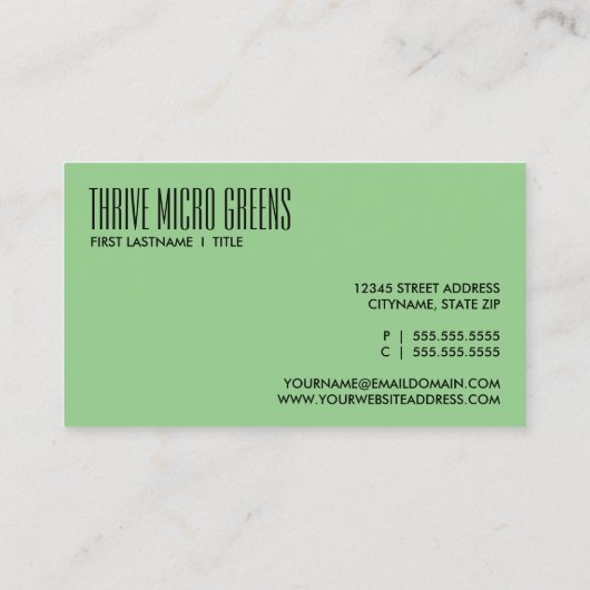 Limettengrüne Visitenkarte (Rückseite)