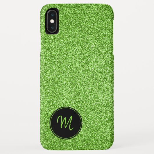 Limettengrüner Glitzer Monogram Minimalistisch Fun Case-Mate iPhone Hülle (Rückseite)