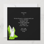 Limettengrüner Junggeselinnen-Abschied Schuhkorset Einladung (Rückseite)